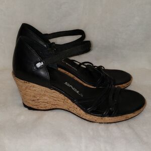 Teva Riviera Black Leather Strappy Sandals